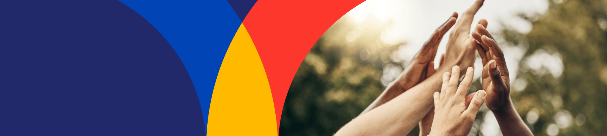 colorful banner with hands